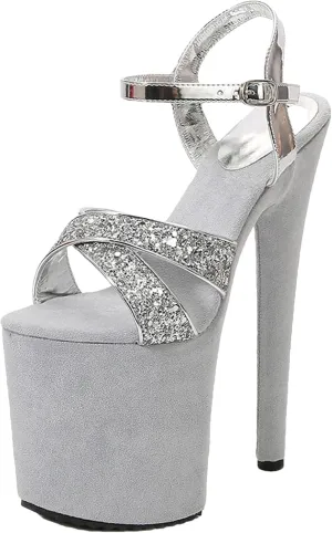 Women's 20cm Sequined Sandals - Red Wedding Modern Stripper Pumps