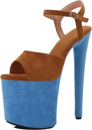 Women's 20cm Ultra Thin Heels - Flock Color Matching Platform Sandals