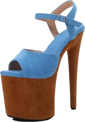 Women's 20cm Ultra Thin Heels - Flock Color Matching Platform Sandals