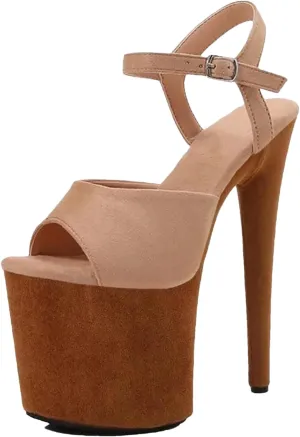 Women's 20cm Ultra Thin Heels - Flock Color Matching Platform Sandals