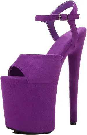 Women's 20cm Ultra Thin Heels - Flock Color Matching Platform Sandals