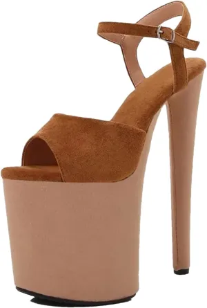 Women's 20cm Ultra Thin Heels - Flock Color Matching Platform Sandals