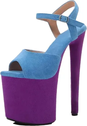 Women's 20cm Ultra Thin Heels - Flock Color Matching Platform Sandals