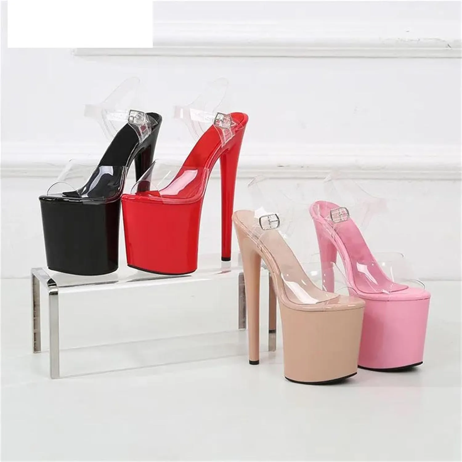 Women's 20cm Ultra Thin Heels - Transparent Platform Sexy Sandals