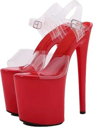 Women's 20cm Ultra Thin Heels - Transparent Platform Sexy Sandals