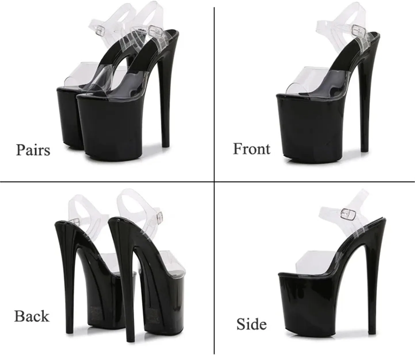 Women's 20cm Ultra Thin Heels - Transparent Platform Sexy Sandals
