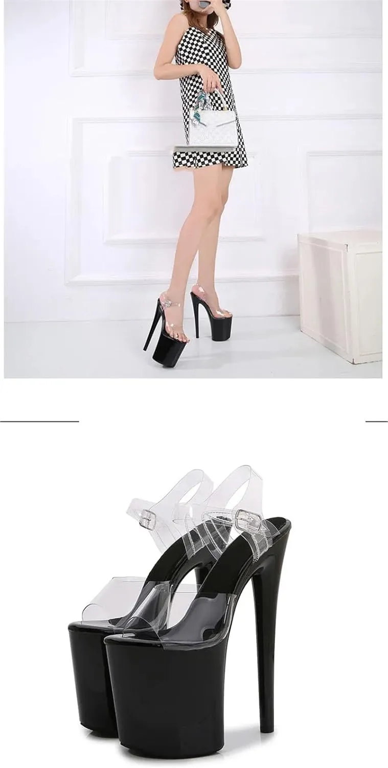 Women's 20cm Ultra Thin Heels - Transparent Platform Sexy Sandals
