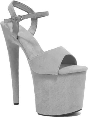 Women's 20cm/8" Suede Sandals - Wine Red Peep Toe Nightclub Stilettos