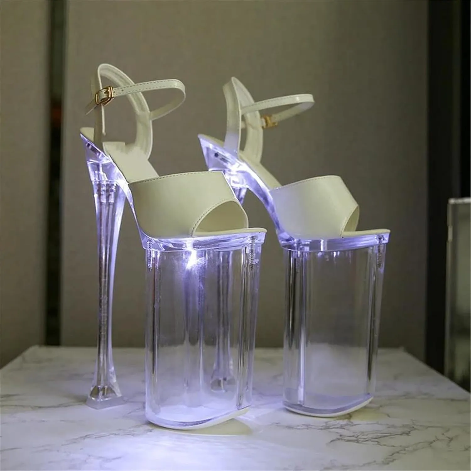 Women's 26cm LED Sandals - Glowing Crystal Catwalk Dance Shoes