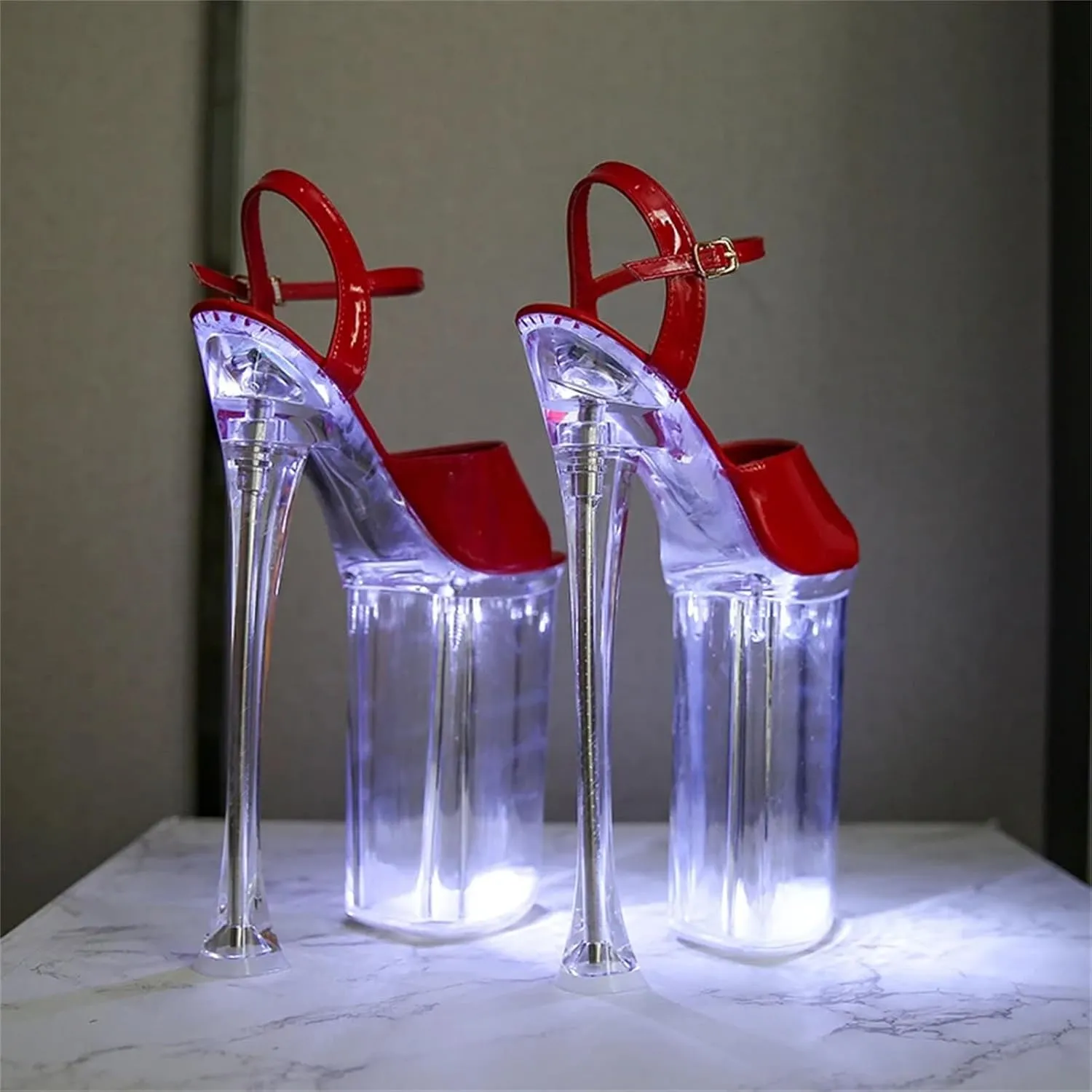 Women's 26cm LED Sandals - Glowing Crystal Catwalk Dance Shoes