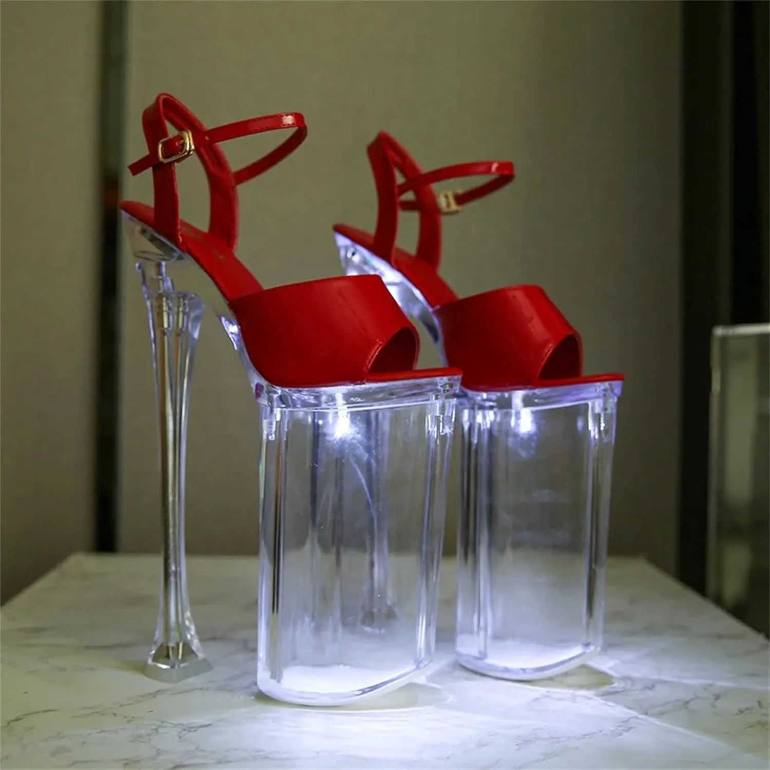 Women's 26cm LED Sandals - Glowing Crystal Catwalk Dance Shoes