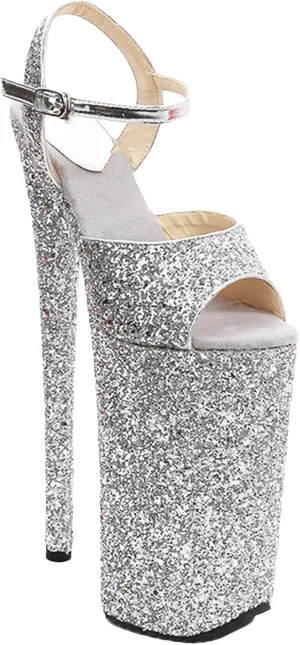 Women's 26cm/10 PU Sandals - Shiny Crystal Ultra High Stripper Platforms