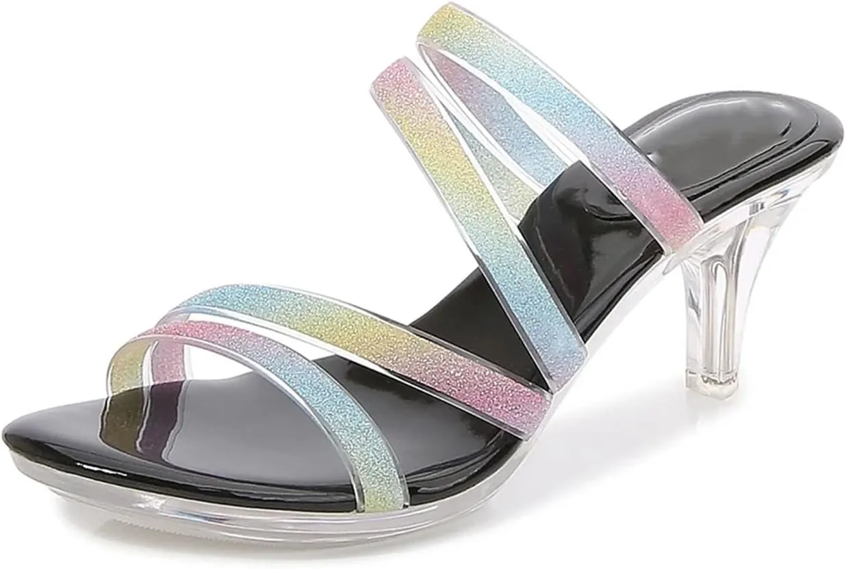 Women's 7cm PVC Sandals - Thin Heels Nightclub Party Pumps