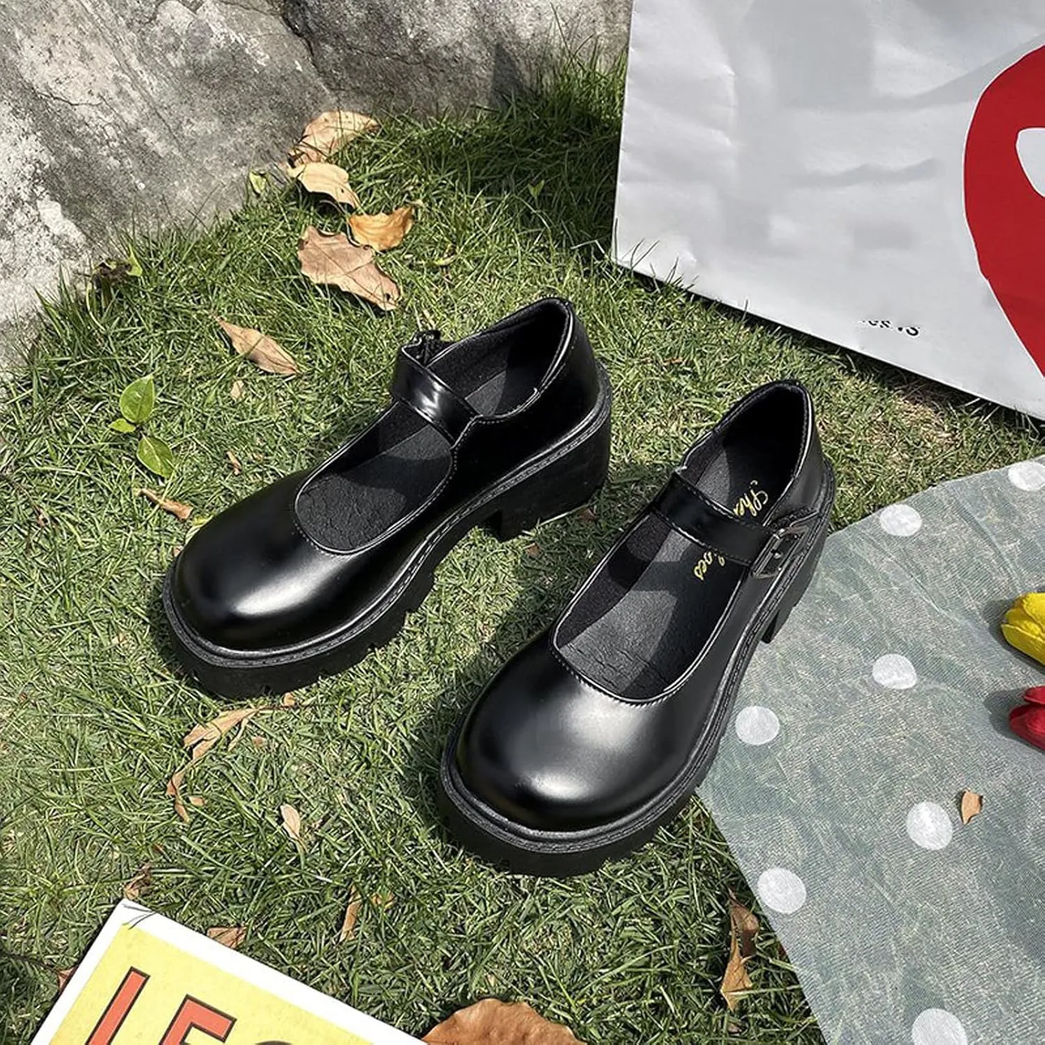 Women's Ankle Strap Mary Janes Summer Fashion Platform High Heel Chunky Pumps Oxford Dress Shoes Vintage Cosplay Girls Students British Shoes