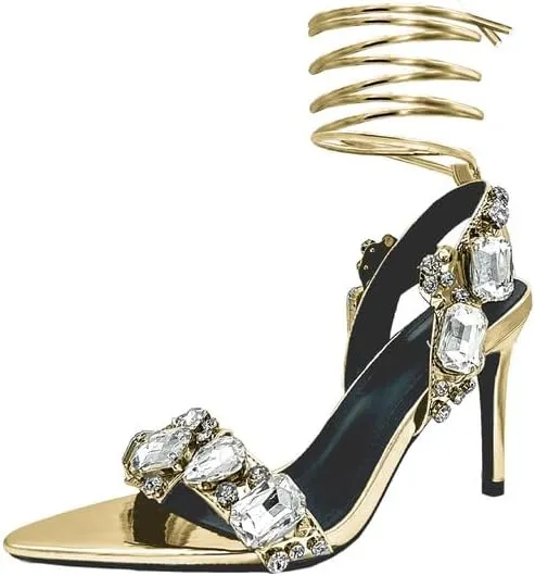Women's Crystal Styles Clear Big Rhinestones Ankle Strappy Sparkly Sandals