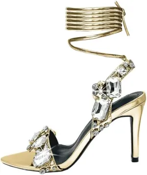 Women's Crystal Styles Clear Big Rhinestones Ankle Strappy Sparkly Sandals
