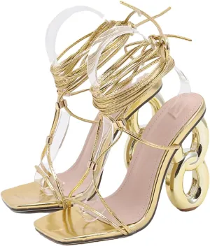 Women's Gladiator Sandals - 2025 Square Toe Ankle Lace-Up Party Shoes