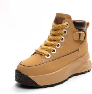 Women's Platform Height Increasing Sneakers,Stylish Comfortable Hidden Height Increase Leather Upper Casual Platform Shoes.