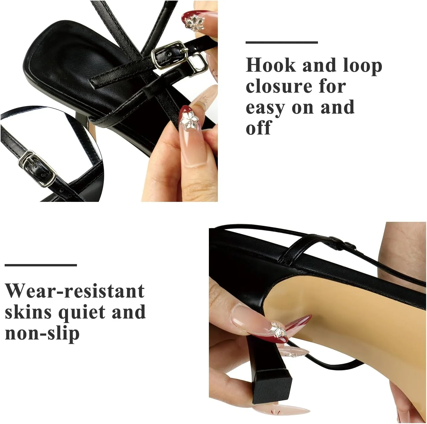 Women’s Sandals Kitten Heels Open Round Toe Thin Ankle Strap Adjustable Buckle Slingback Stiletto Heels Dressy Wedding Shoes