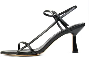 Women’s Sandals Kitten Heels Open Round Toe Thin Ankle Strap Adjustable Buckle Slingback Stiletto Heels Dressy Wedding Shoes