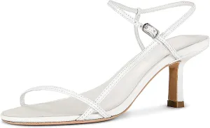 Women’s Sandals Kitten Heels Open Round Toe Thin Ankle Strap Adjustable Buckle Slingback Stiletto Heels Dressy Wedding Shoes