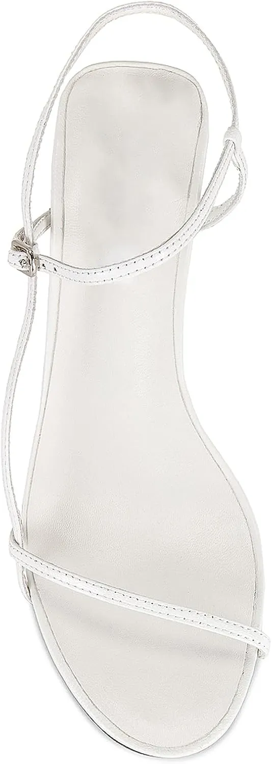 Women’s Sandals Kitten Heels Open Round Toe Thin Ankle Strap Adjustable Buckle Slingback Stiletto Heels Dressy Wedding Shoes