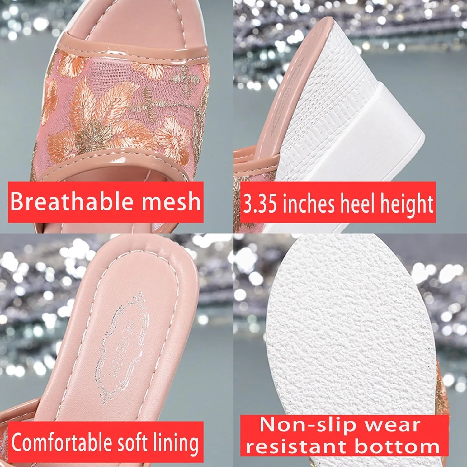 Women's Sexy Lace wedge Fish Mouth Sandals Fashion Comfort Flowers Mesh Slip-On Platform High Casual Summer Slides