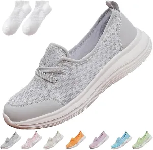 Women's Soft Sole Mesh Comfort Orthopedic Shoes – Lightweight Breathable Slip-On Walking Sneakers with Arch Support