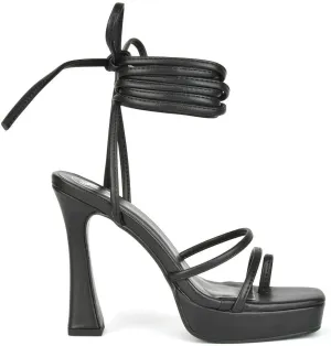 Womens Strappy Platform High Heel Sandals Ladies Lace Up Straps Party Evening Shoes Size