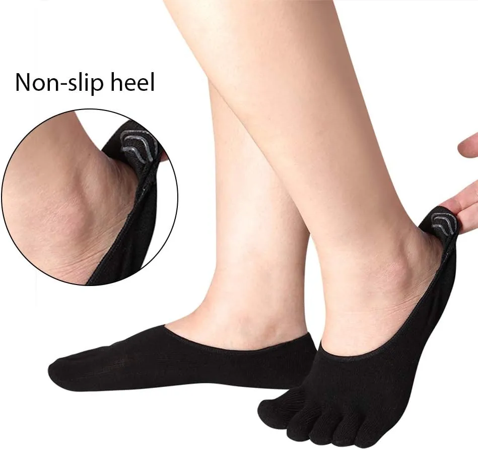 Women's Toe socks Cotton Lightweight No Show Five Fingers Running Socks 4 Pack