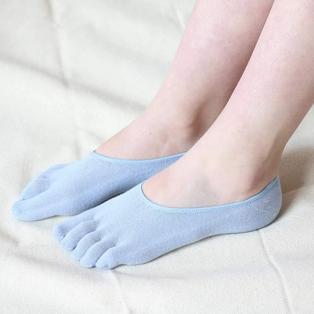 Women's Toe socks Cotton Lightweight No Show Five Fingers Running Socks 4 Pack