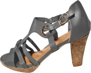 Womens Vintage Thick Heel Sandals Summer Straps Hollow Open Toe Metal Buckle High Heels Sandalias Comfortable Casual Ladies Outdoor Shoes