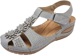 Womens Wedge Sandals Summer Closed Toe for Women Dressy Wedges Casual Hollow Out Orthopedic Shoes Comfy Bohemia Gladiator Ankle Strap Slip On Platform Sandals Comfort Orthotic Breathable Sandal