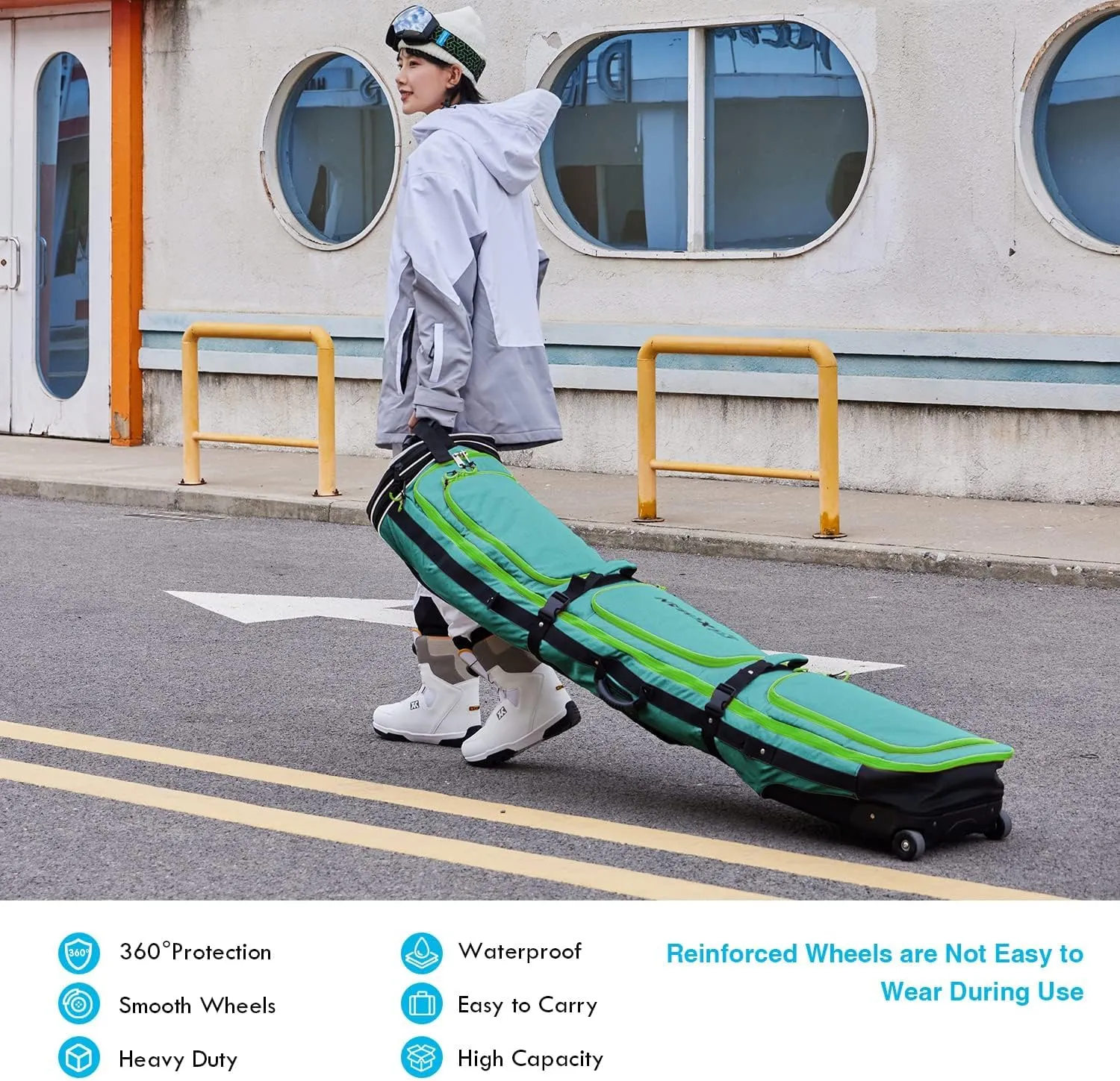 XCMAN Roller Snowboard Bag with Wheels Adjustable Length…