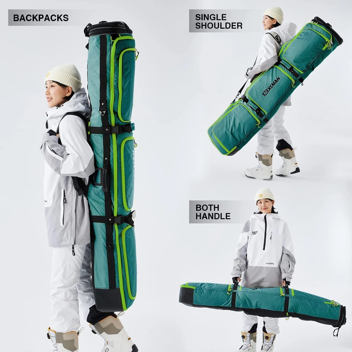 XCMAN Roller Snowboard Bag with Wheels Adjustable Length…