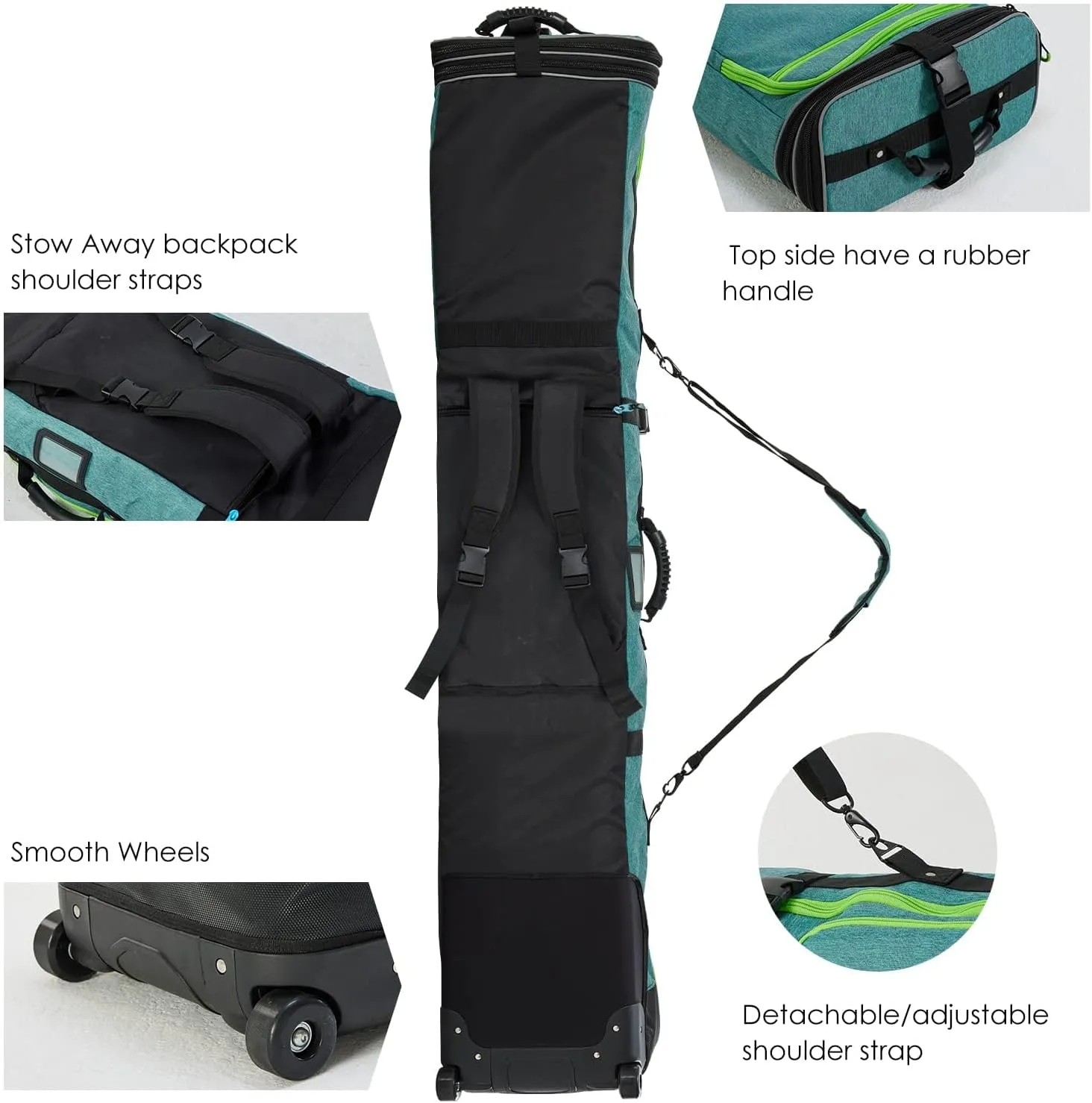 XCMAN Roller Snowboard Bag with Wheels Adjustable Length…