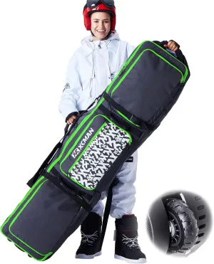 XCMAN Roller Snowboard Bag with Wheels,Adjustable Length,Extra Long/Wide/Deep,Waterproof - with Protection Ribs 140L