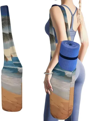 Yoga Mat Bag Carriers Cute And Personalized Yoga Bag for Women Coconut Palm Tree Sandy Beach Printed Yoga Bags And Carriers Fits All Your Stuff