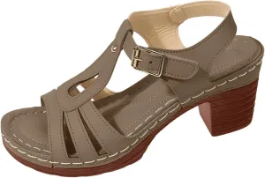 ZSpzx Women's Chunky Heels Sandals 2025 Dressy Summer T-Strap Cutout Slingback Comfortable Sandal Buckle Mid Heeled Non Slip Adjustable Ladies Casual Shoes for Party Wedding Walking Vacation