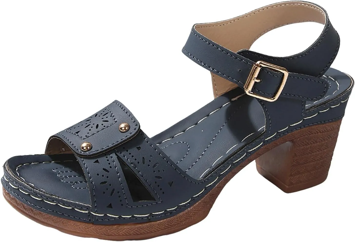 ZWRXW Open Toe Wedge Sandals for Womens Flower Buckle Ankle Strap Arch Support Orthopedic Wedge Casual Sandal Cute Fashion Dressy Bohemia Sandals Summer Comfortable Shoe